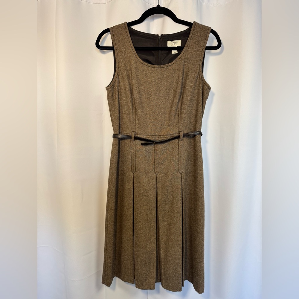 LOFT Brown Sleeveless Midi Dress
